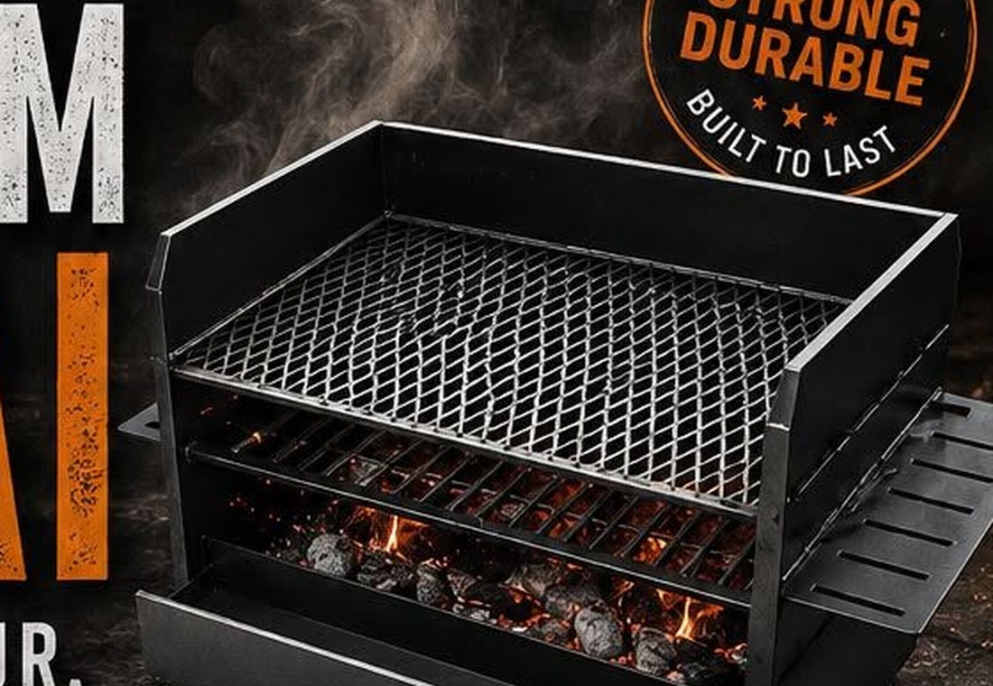 Premium Braai steel braai with grid and coal bed